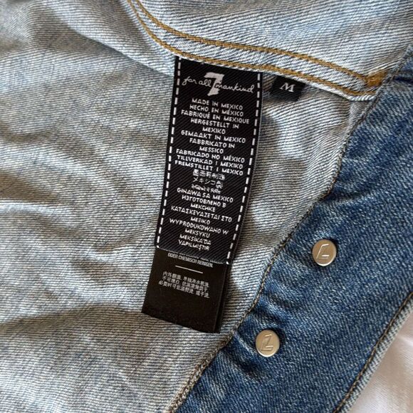 7 for all mankind mens denim trucker jacket size medium paint splatter distresse - Picture 9 of 9